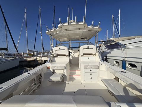 View of the deck and cockpit with the hardtop