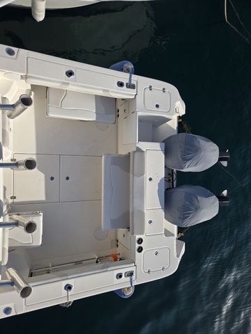 Transom of the boat with the two outboard engines